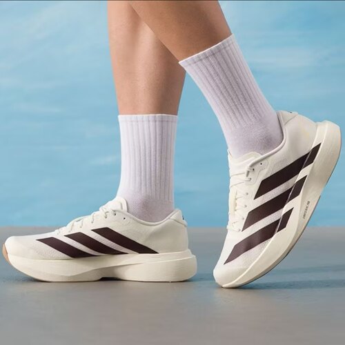 Adidas Adizero Evo SL 男款白色舒适柔软增高低帮跑步鞋 KK1348