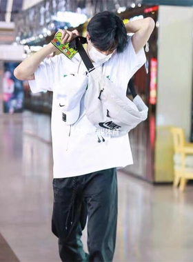 NIKE耐克王一博同款运动腰包胸包学生大斜挎单肩包男女BA5751-072