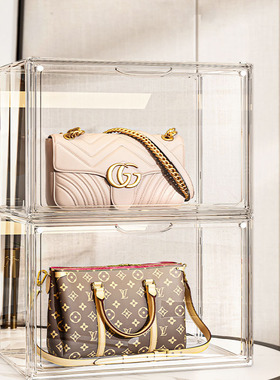 亚克力包包收纳盒展示盒透明展示柜防尘箱包柜包架神器奢侈品置物