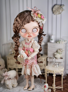 Blythe小布娃娃衣洋装衣服“草莓玫瑰”ob22ob24新款