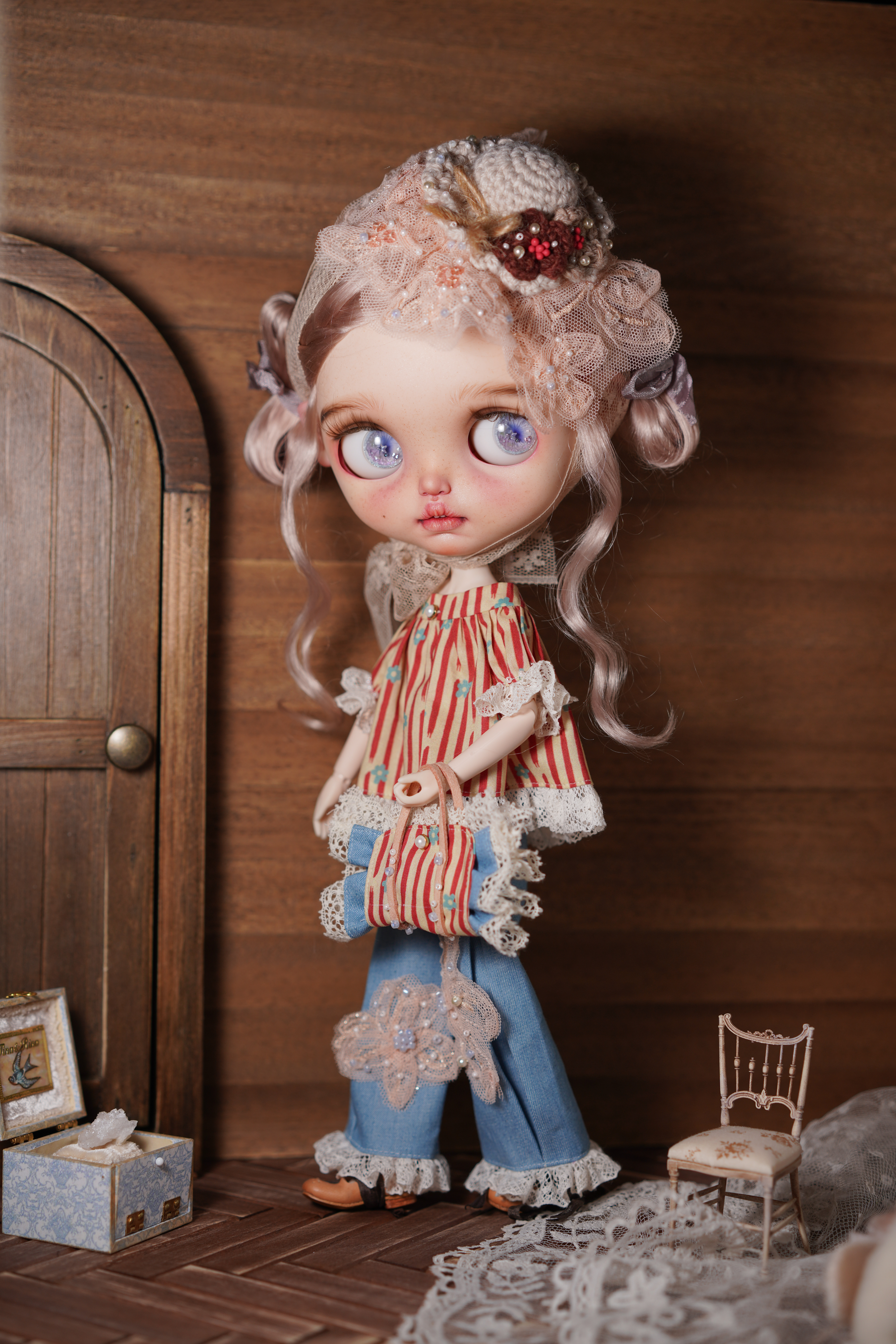 blythe小布娃衣“ 玛德琳的午后”洋装ob22ob24bjd6分娃衣蓝豆豆