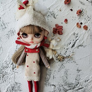 Blythe小布娃衣“美丽心情“复古爱心洋装帽子定金