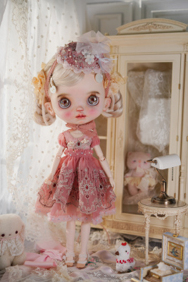 blythe小布娃衣洋装复古“雾中蔷薇”ob22ob24bjd6分蓝豆豆洛可可