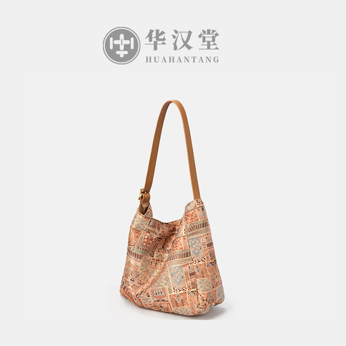 【麻布袋】中式国风复古大容量托特包桑蚕丝单肩斜挎包休闲女包
