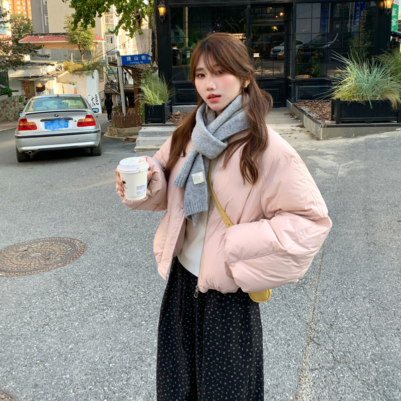 Berry 喜你而欢大庞定制 粉色泡芙感棒球领羽绒服宽松短款面包服