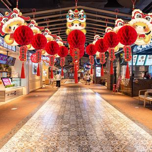 2025新年装饰品过年蛇年元旦氛围挂饰布置春节挂件纸质灯笼挂饰