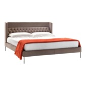 轻奢双人网红拉扣皮床ins1.5 真皮床意式 1.8米床奢华婚床 法式 美式