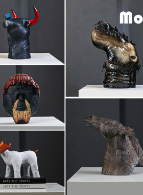 中古抽象金属动物手办装饰样板间