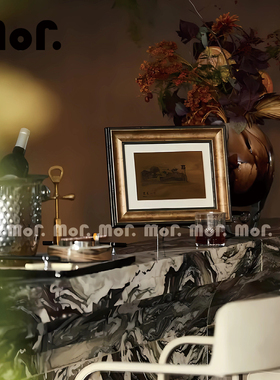 墨非 吧台摆件轻奢高级感餐厅水吧样板房装饰品中古风老钱风软装