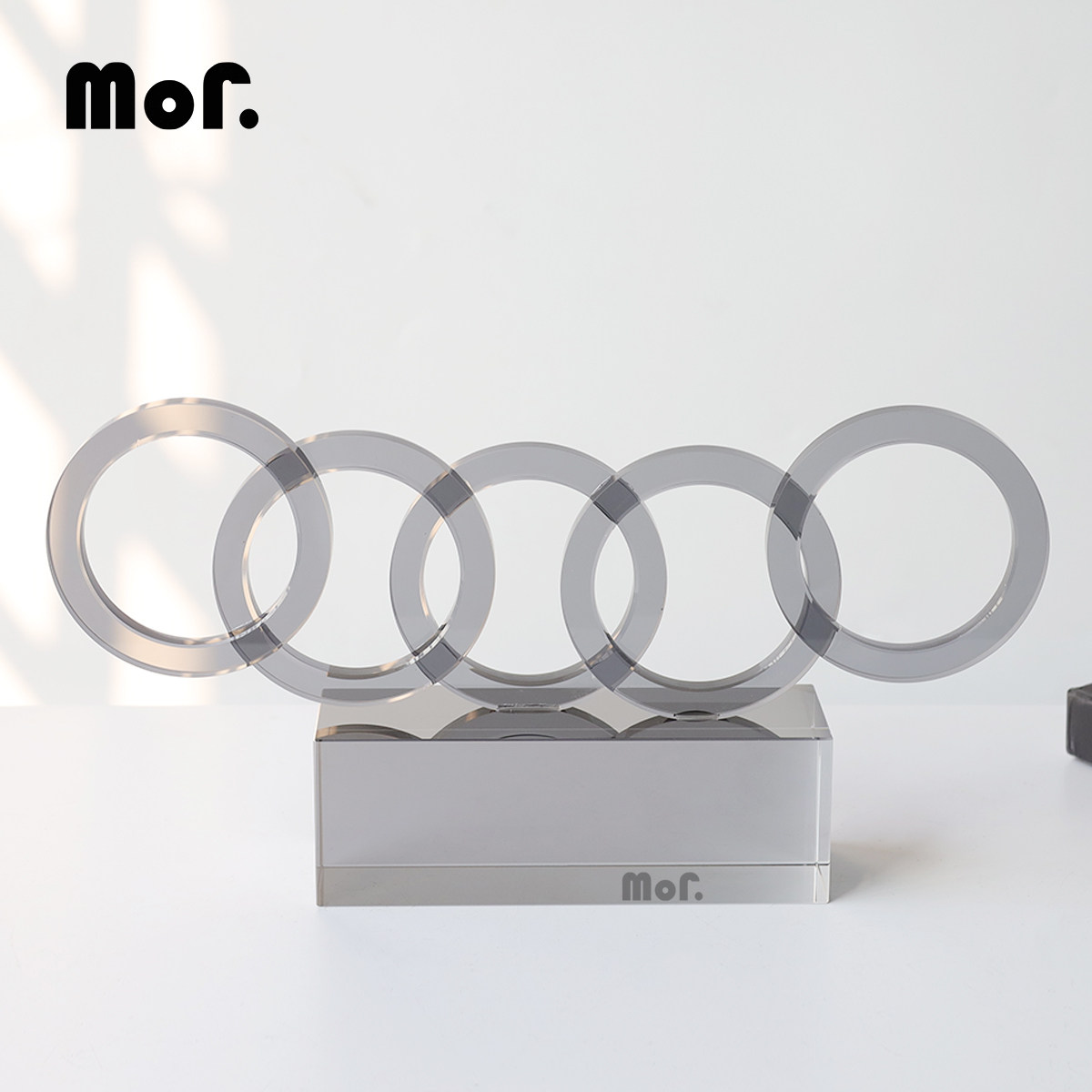 墨非 创意现代简约五环水晶摆件 样板间玄关茶几艺术软装饰品