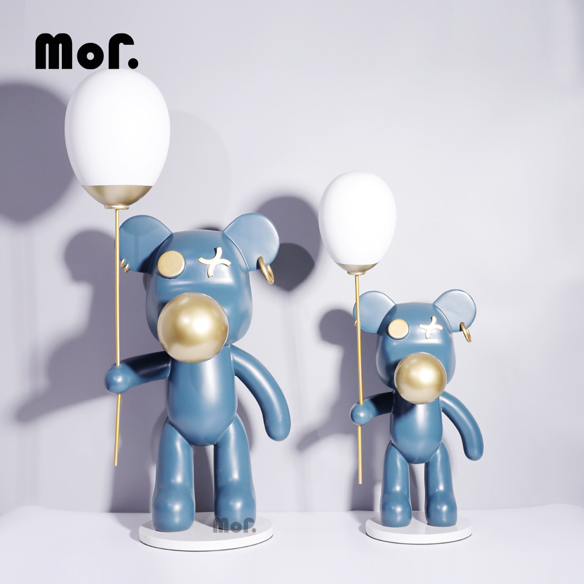 墨非 现代风创意饰品卡通创意白色气球熊 样板间书房书架软装摆件
