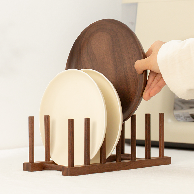 黑胡桃木厨房台面碗碟架一朝一夕