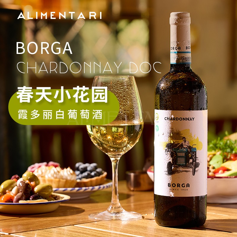 Alimentari宝嘉霞多丽白葡萄酒意大利BORGAChardonnayDOC微醺