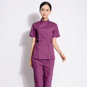 男女牙科口腔科医生服护士服急救服长短袖 工作服 紫色偏襟立领套装
