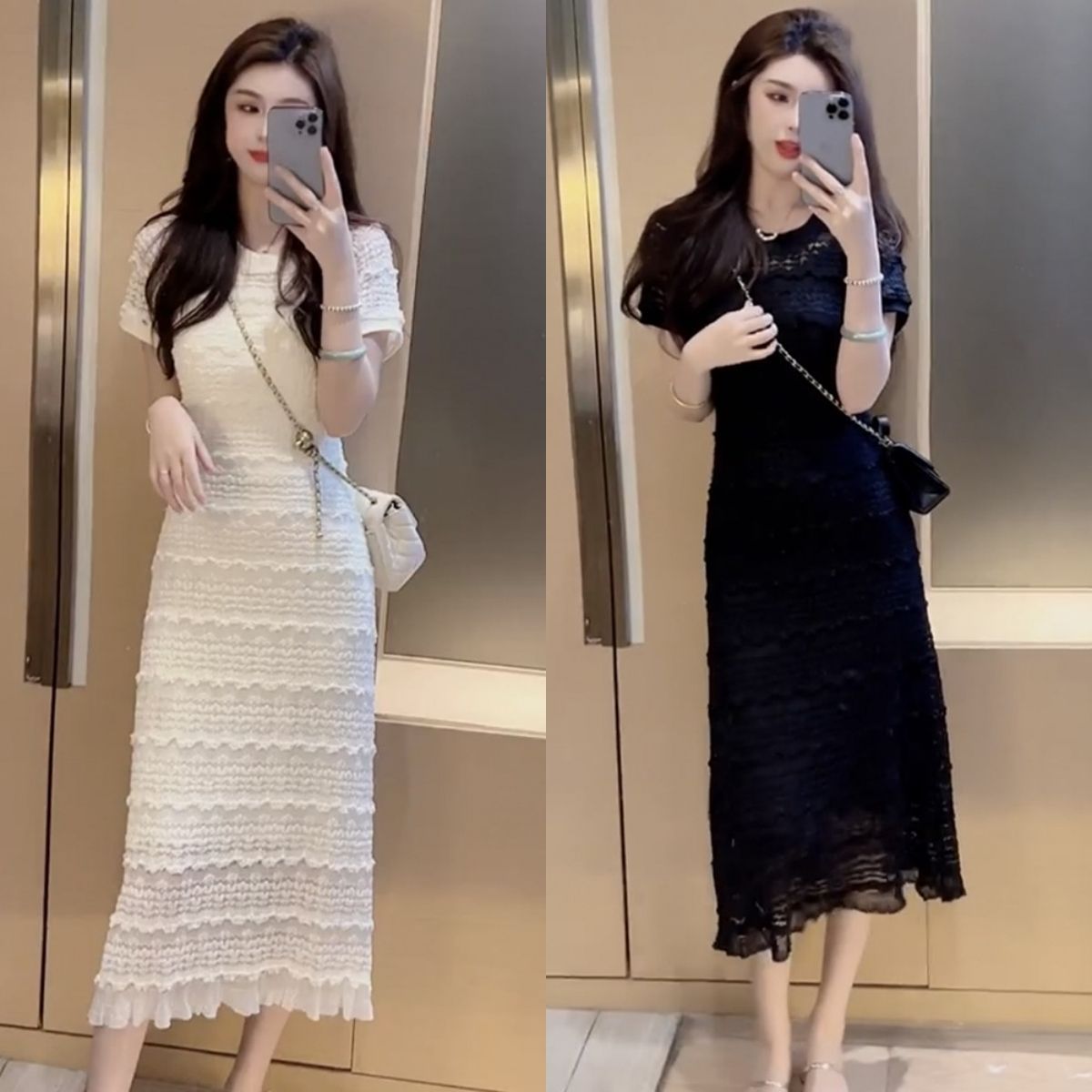 气质蕾丝短袖连衣裙子女