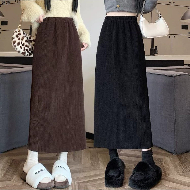 灯芯绒半身裙女秋冬高腰中长款A字辣妹直筒休闲2026新款包臀裙子