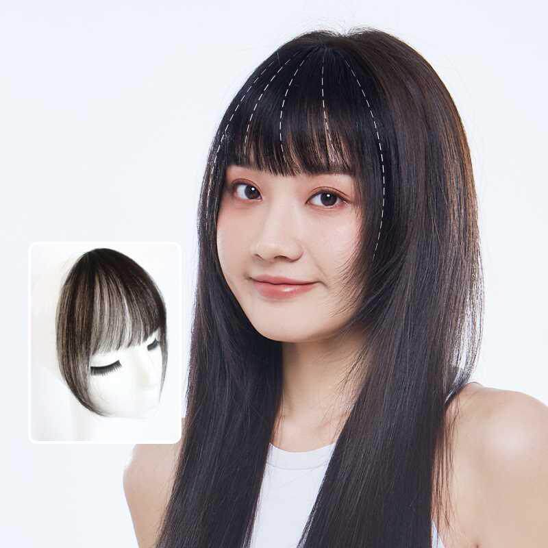lucy lee小千代刘海3d真发齐刘海片假发片自然前额头顶补发片减龄