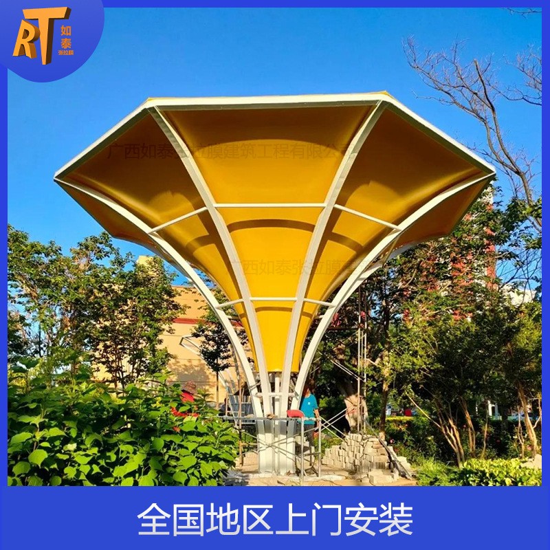珠海长隆游乐园膜结构遮阳篷景观小品张拉膜喇叭花遮阳雨棚