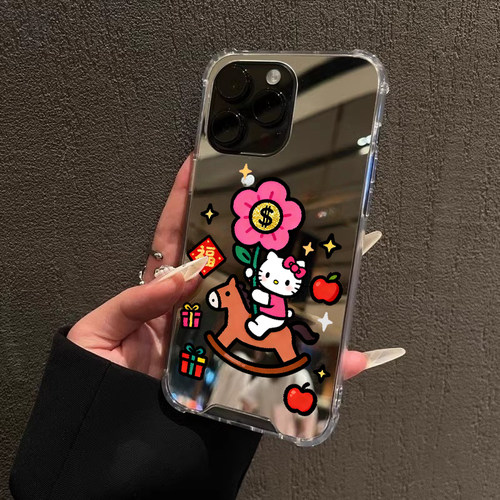 2026马上有钱花手机壳适用iPhone17pro max镜面kt猫苹果16pro可爱13OPPOReno14三星S25卡通华为P80VIVO小米15