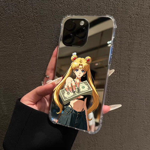 暴富美少女战士手机壳适用苹果17pro max水冰月1314小米15月野兔12OPPO12华为P70pro三星S26U侣vivos60镜面50
