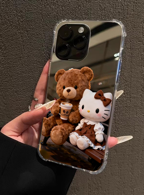 可爱咖啡小熊kt猫手机壳适用华为P80荣耀90少女心一加ACE3Mate60萌苹果17proOPPOReno13VIVOS20小米14三星S25