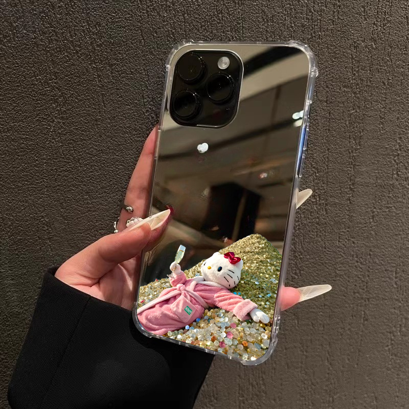 暴富KT公主镜面手机壳适用iPhone16promax荣耀300华为Mate70发财14富婆红米K80黄金万两小米15OPPOVIVOS20
