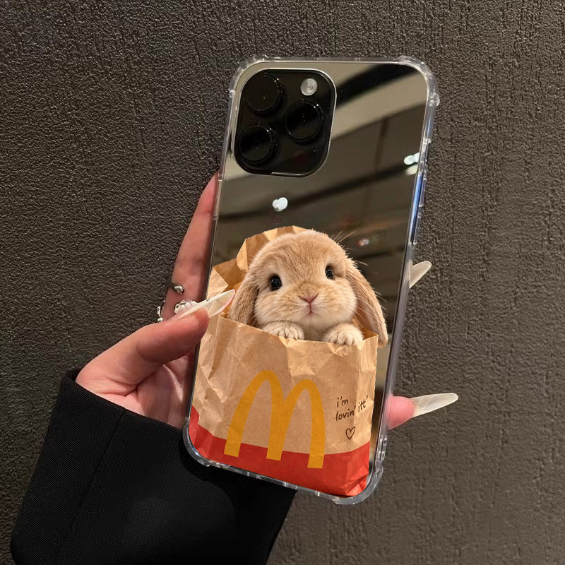 小兔子头像手机壳适用华为PuraX View镜面华为阔直板苹果18可爱兔兔iPhone17软胶OPPOReno14防摔13三星S25S26