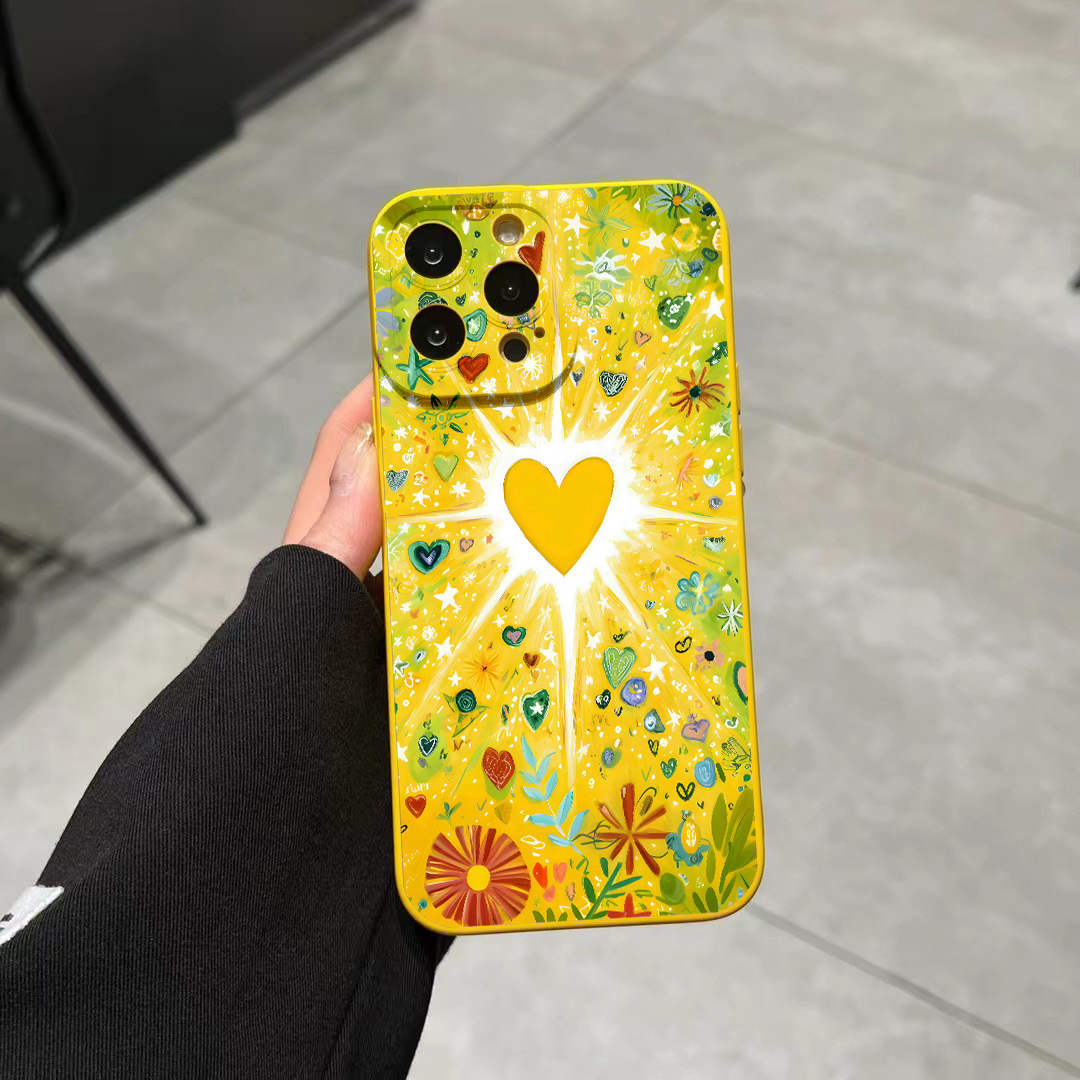 鹿晗同款正能量爱心手机壳适用华为P70P80情侣款一加ACE3Mate60pro苹果17OPPOReno13VIVOS20小米1415三星S25