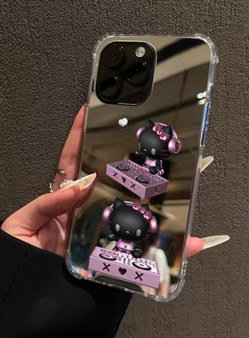 dj凯蒂猫kt猫镜面适用iPhone16promax苹果14辣妹手机壳华为Mate70荣耀200小米15OPPOReno13补妆镜VIVOX200S20