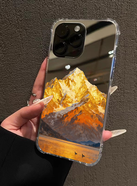 黄金山峰手机壳适用华为P80荣耀镜面一加ACE3日照金山Mate60苹果17pro发财OPPOReno13VIVOS20小米14三星S25