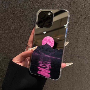 黑粉倒影镜面手机壳适用iPhone17promax暗黑系16荣耀90华为Mate70荣耀200小米15好运OPPOReno镜面VIVOS20k80