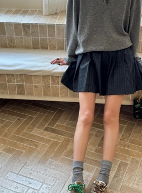 I INSIST 张元英同款25早秋新款miu系风格纯羊毛收腰百褶裙半身裙