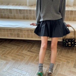 INSIST miu系风格 张元 25早秋新款 纯羊毛收腰百褶裙半身裙 英同款