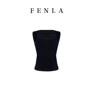 【惠姐私服】欧美风纯欲简约百搭无袖方领内搭T恤上衣 85652