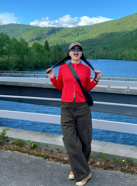 【惠姐私服】设计感双拉链翻领修身显瘦毛衣开衫 85006