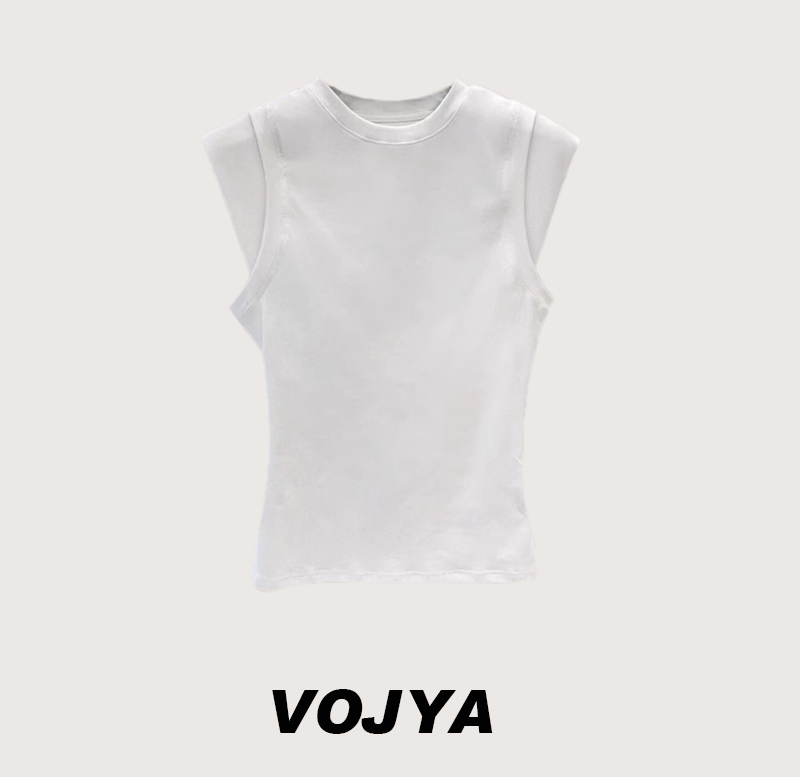 气质无袖t恤拼接设计感短袖上衣