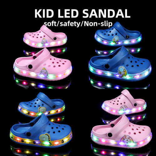 夏季儿童发光防滑洞洞凉鞋sandal