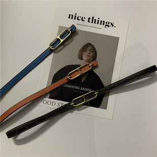 法式 时尚 百搭双面小皮带 饰衬衫 复古真皮细腰带女配连衣裙子收腰装