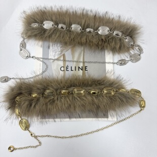 毛毛腰带女复古金属链条腰链个性配饰辣妹y2k皮草腰饰百搭装饰