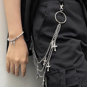 原创多层金属十字架腰链男配饰y2k复古朋克酷裤 链女嘻哈高街