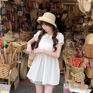 ZY624ZY617法式甜美娃娃连衣裙夏季显瘦泡泡少女减龄白色短裙裙子