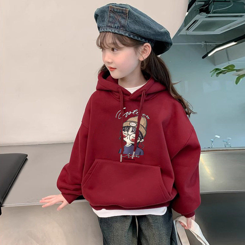 女童加绒连帽卫衣2025秋冬新款洋气儿童外套小女孩加厚冬季上衣潮