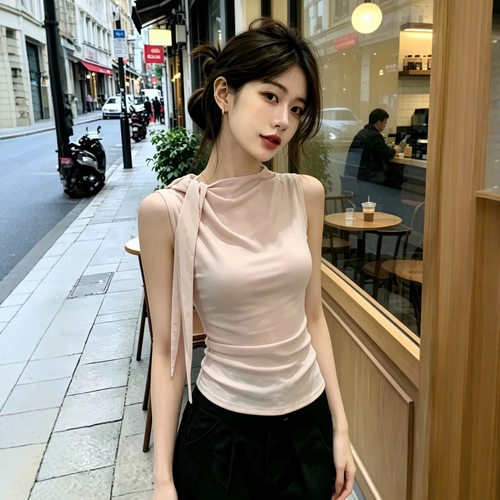 ZY723ZM2026新款百搭休闲大码粉色飘带绝美吊带背心女辣妹穿搭