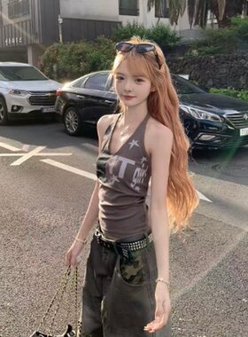 ZY628lcxh棉吊带背心女夏外穿v领辣妹无袖修身设计感打底上衣