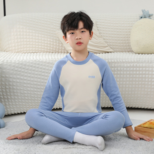 天城客儿童保暖套装男女香蒲绒纯棉内衣秋冬秋衣秋裤a类厚棉毛衫