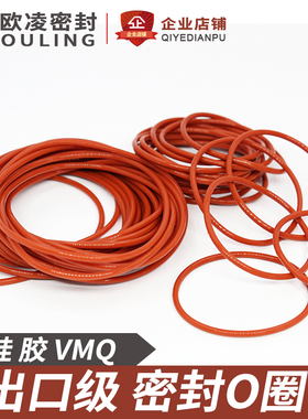 铁红色硅胶O型圈密封圈外径32/33/34/35/38/40/45/50*1.5mm耐高温