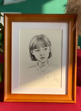 速写画像定制素描像纯手绘照片代画肖像画桌摆相框生日礼物线稿画