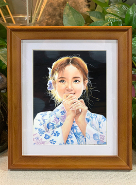 彩铅画像定制纯手绘真人照片彩色肖像画代画送亲情人男女朋友礼物