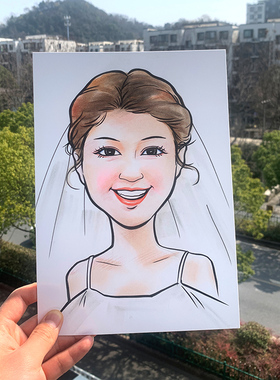 漫画人像定制卡通形象设计真人照片转手绘宠物情侣画像似颜绘头像