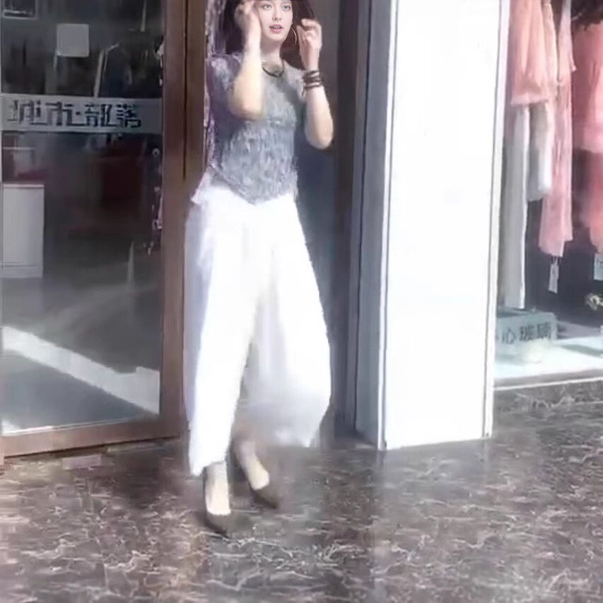 25572大爱美依缘2025夏季新款不规则抽绳修身上衣宽松哈伦裤时尚